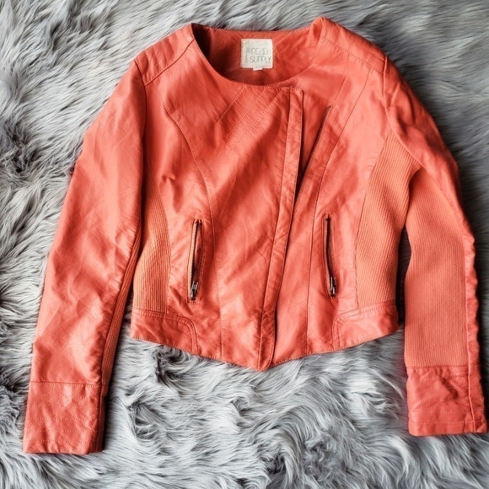 Thread & Supply Faux Leather Moto Jacket L